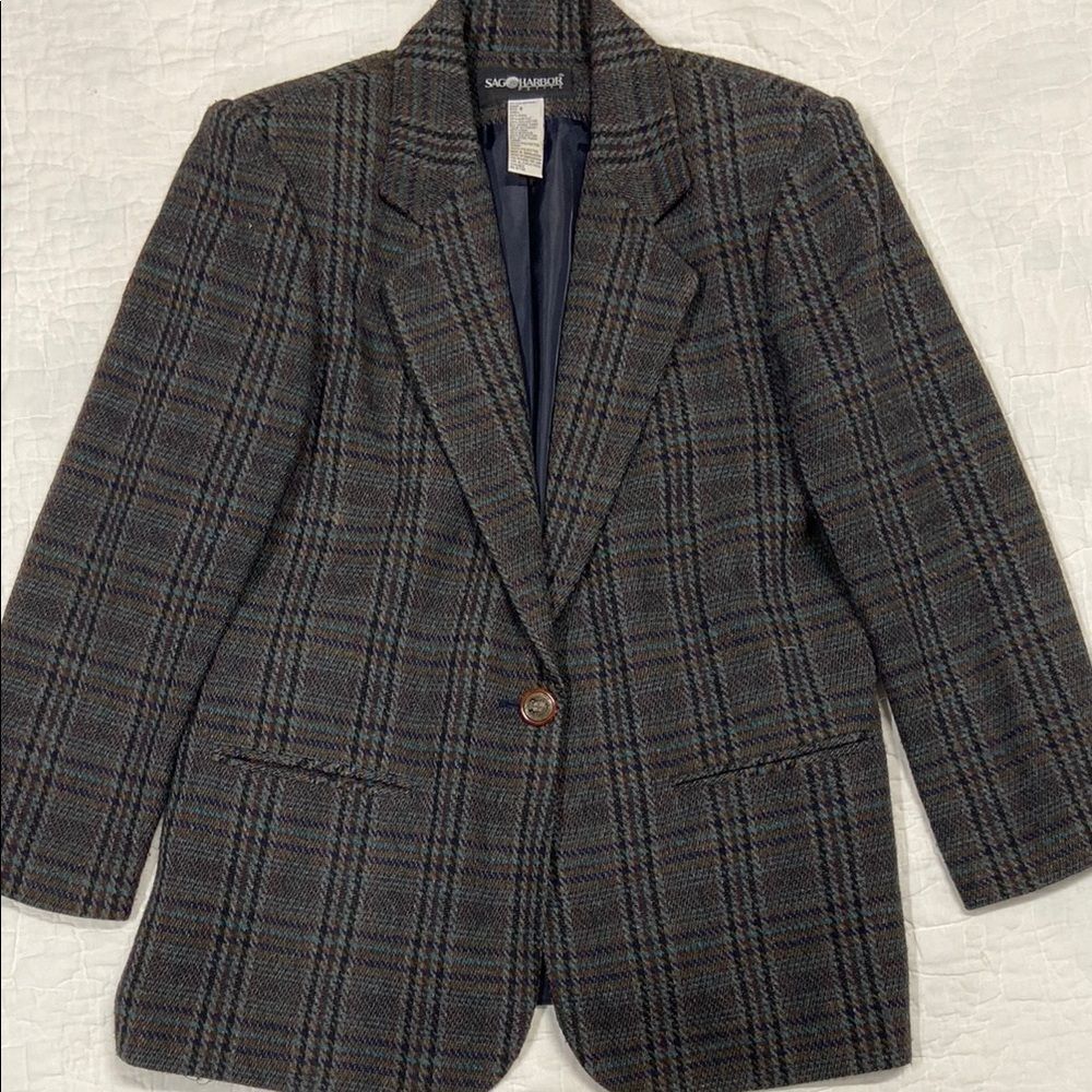 Vintage Sag Harbor Gray Wool Blazer size 8